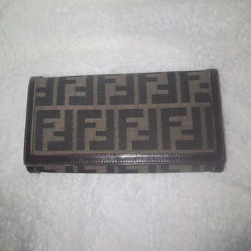 Full Set Fendi Zucca Canvas and Leather bifold wallet